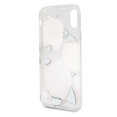 4. Etui Guess Flower Desire Red Rose na iPhone X - przezroczyste