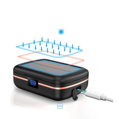 4. Choetech słuchawki bezprzewodowe TWS wodoodporne z panelem słonecznym i wbudowanym powerbankiem 2500mAh czarny (BH-T05)