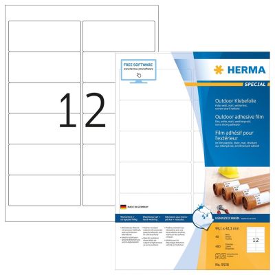 3. HERMA 9538 samoprzylepne etykiety Prostokąt Biały 480 szt.