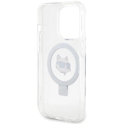 7. Etui Karl Lagerfeld Ring Stand Choupette Head MagSafe do iPhone 15 Pro Max - białe