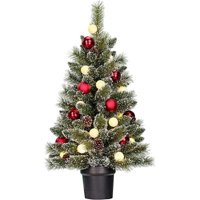 2. CHOINKA DEKORACYJNA KAPRUN W DONICY 20LED Z BOMBKAMI  wys: 90CM