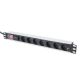 7. Digitus Listwa zasilająca PDU 19" Rack, 7x gniazdo schuko, 2.0m, 1x wtyk unischuko, 16A, wł./wył., zabezpieczenie przepięciowe, profil aluminiowy