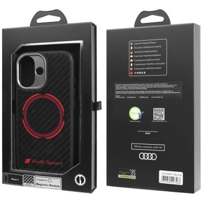 10. Etui Audi RSQ Carbon Fiber Sport Red Circle MagSafe do iPhone 17 - czarne
