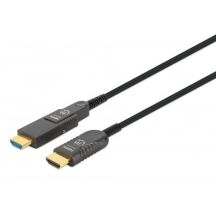 Kabel światłowodowy MANHATTAN Active High Speed HDMI z odłączanym złączem 4K@60Hz UHD, HDMI męski na Micro HDMI męski (typ D) i odłączany męski HDMI (typ A), 50m, HEC, ARC, styki pozłacane (355537)