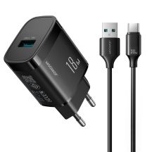 Ładowarka sieciowa Joyroom JR-TF4 18W z kablem 3 A USB-A - USB-C 1m - czarna