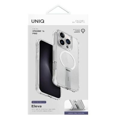 5. Etui UNIQ Eleva with Vertica Stand na iPhone 16 Pro - przezroczyste