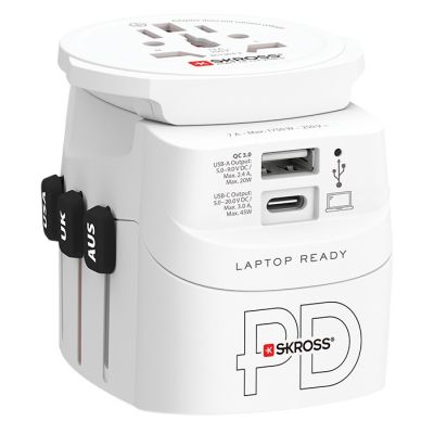 Adapter podróżny SKROSS Pro Light USB AC45PD World z USB-C biały
