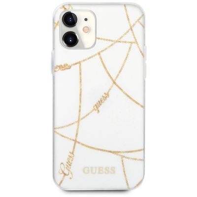 3. Etui Guess Gold Chain Collection na iPhone 12 mini - białe