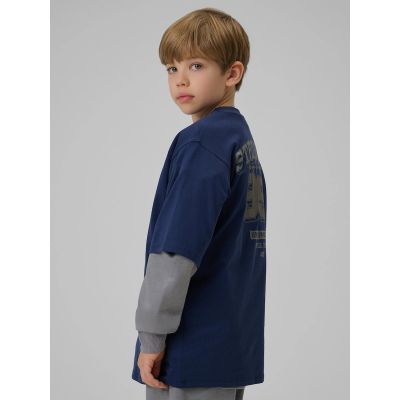 9. T-shirt loose z nadrukiem chłopięcy 4F 4FJRSS26TTSHM3465-31S