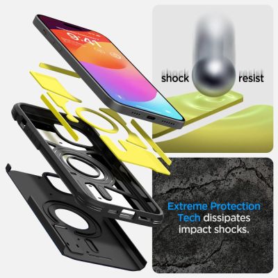 11. Etui Spigen Tough Armor MagSafe na iPhone 15 - czarne