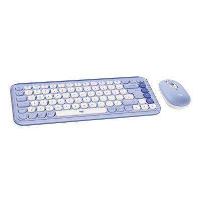 5. Logitech Pop Icon Combo klawiatura Dołączona myszka Uniwersalne Bluetooth QWERTY Turecki Liliowy, Biały