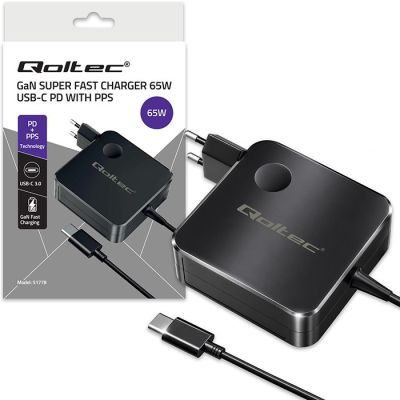 7. QOLTEC ŁADOWARKA SIECIOWA GAN 65W | USB-C PD PPS | 5-21V | 3-3.25A