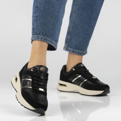 8. Skórzane półbuty damskie sneakersy czarne Filippo DP7772