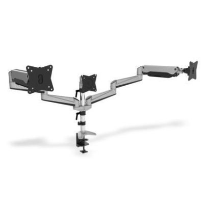 3. Ramię biurkowe potrójne (zacisk) 3xLCD max. 27" max. 6kg uchylno-obrotowe 360° (PIVOT)