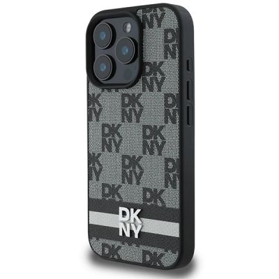 2. Etui DKNY Checkered Pattern & Printed Stripes na iPhone 16 Pro Max - czarne