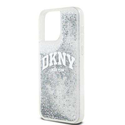6. Etui DKNY Liquid Glitter Big Logo na iPhone 15 Pro - białe