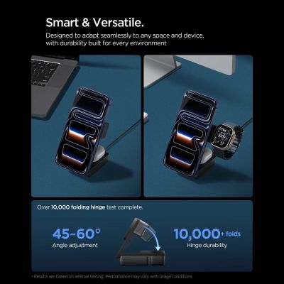 9. Ładowarka bezprzewodowa magnetyczna Spigen Essential Qi2.2 25W 3in1 MagSafe - czarna