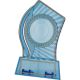 9. Trofeum plastikowe - przezroczysto - złote z miejscem na wklejkę 25/40mm i tabliczkę 56mmX18mm T-M