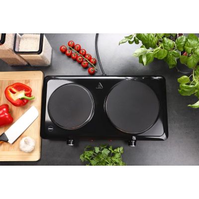 9. ELDOM ELEKTRYCZNA KUCHENKA DWUPALNIKOWA PG22 2500W, PŁYNNA REGULACJA TEMPERATURY ŚREDNICE PŁYT 18,5 CM + 15,5 CM
