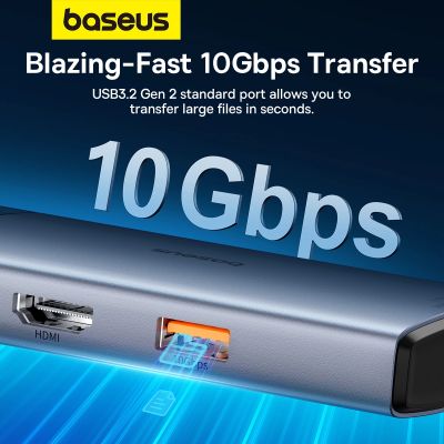 15. HUB USB 6w1 Baseus Metal Gleam Series II USB-A/USB-C/USB-C PD/HDMI/RJ45 - czarny