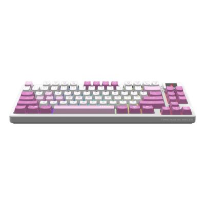 4. MSI FORGE GK600 TKL WIRELESS VIOLET klawiatura Gaming USB + Bluetooth QWERTY Hiszpański Różowy, Fioletowy, Biały