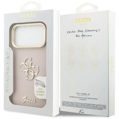 8. Etui Guess Grained Big 4G & Stand Camera na iPhone 17 Pro Max - różowe