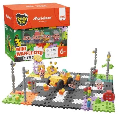7. Klocki konstrukcyjne Marioinex Mini Waffle - City: Ulica, 280 elementów