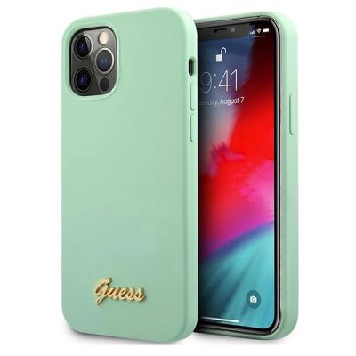 Etui Guess Metal Logo Script na iPhone 12 Pro Max 6,7" - zielone