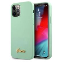 Etui Guess Metal Logo Script na iPhone 12 Pro Max 6,7" - zielone