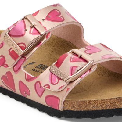 2. Birkenstock klapki ARIZONA KIDS BS 1030434 ELECTRIC METALLIC COPPER HEARTS (szerokość standardowa)
