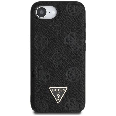 3. Etui Guess Grained Hot Stamp Peony Triangle Logo MagSafe na iPhone 16e - czarne