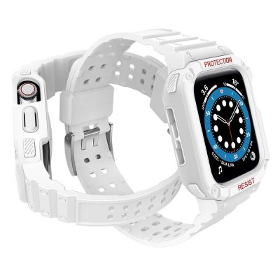 3. Pasek z etui ochronnym Protect Strap Band do Apple Watch 42 / 44 / 45 mm opaska obudowa pancerna - biały