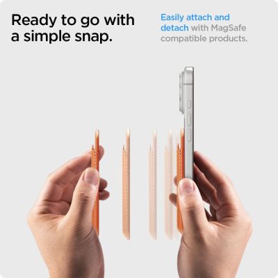 6. Portfel magnetyczny Spigen Valentinus MagSafe na telefon - pomarańczowy