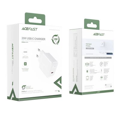 5. Acefast szybka ładowarka sieciowa USB Typ C 20W Power Delivery biały (A1 EU white)