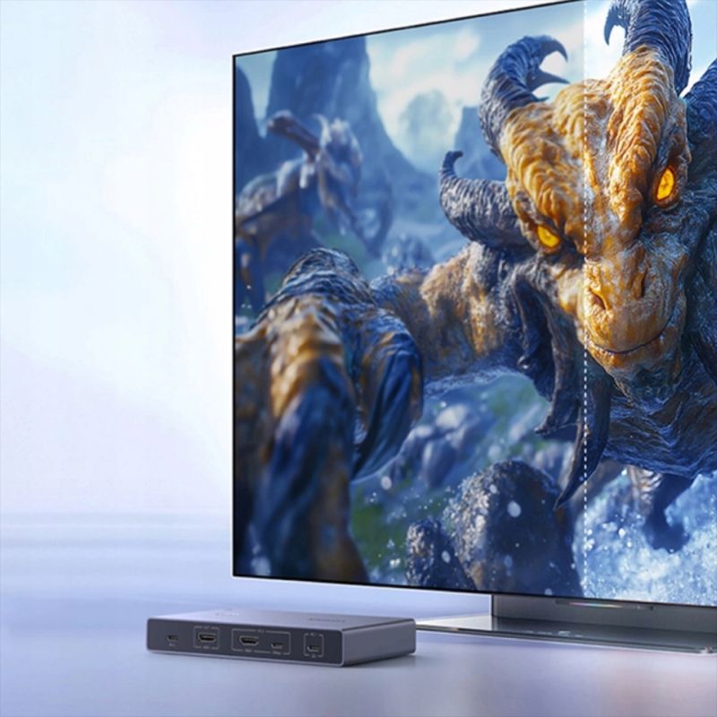 4. Przełącznik KVM Ugreen USB-C + HDMI 4K 60Hz 2w1 – szary