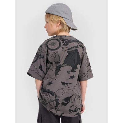 3. T-shirt oversize z nadrukiem chłopięcy 4F 4FJRAW25TTSHM3063-90A