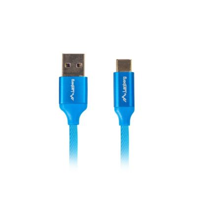 Kabel Lanberg Premium QC 3.0 CA-USBO-22CU-0018-BL (USB 2.0 typu A M - USB typu C M; 1,8m; kolor niebieski)