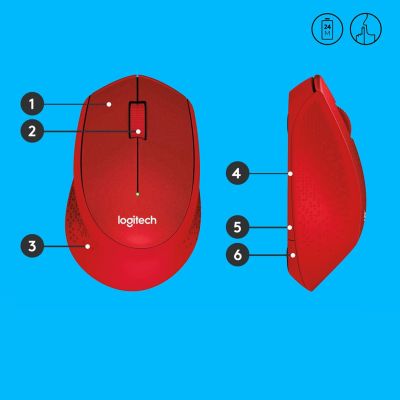 7. Mysz Logitech M330 910-004911 (optyczna; 1000 DPI; kolor czerwony)