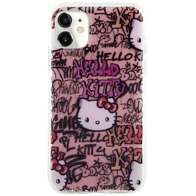 3. Etui Hello Kitty IML Tags Graffiti na iPhone 11 / Xr - różowe