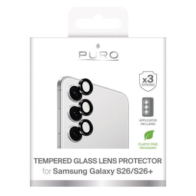 2. Szkło hartowane Puro na tylną kamerę do Samsung Galaxy S26/S26 Plus - z czarną ramką