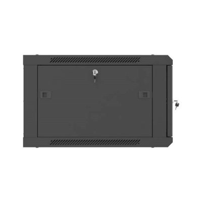 15. Szafa instalacyjna rack wisząca 19" 6U 600x600 czarna drzwi perforowane Lanberg (flat pack)