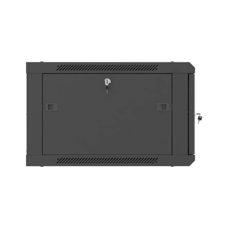15. Szafa instalacyjna rack wisząca 19" 6U 600x600 czarna drzwi perforowane Lanberg (flat pack)