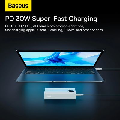 11. Powerbank Baseus Adaman2 z wyświetlaczem cyfrowym 2x USB-A / 1x USB-C 10000mAh 30W - biały