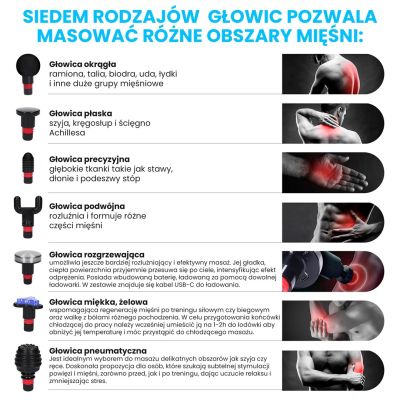 5. Extralink Massage Gymgun Fit 2.0 Pro | Pistolet do masażu | 7 głowic, 6 trybów