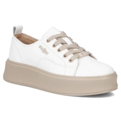 Skórzane półbuty sneakersy na platformie białe Filippo DP6122
