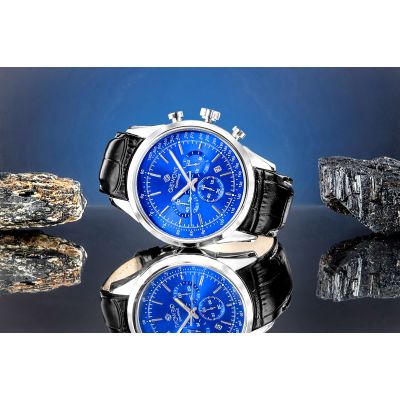 6. Zegarek Męski Giewont Chronograph Sapphire Srebrno Niebieski GW7650-A3