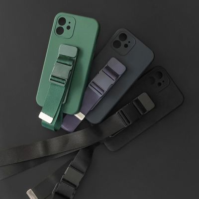 13. Rope case żelowe etui ze smyczą łańcuszkiem torebka smycz Samsung Galaxy S21 Ultra 5G ciemnozielony