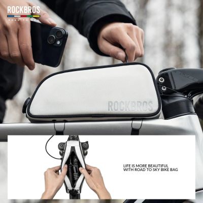 4. Torba na ramę 0,7L Rockbros TL004 ROAD TO SKY wodoodporna – biała