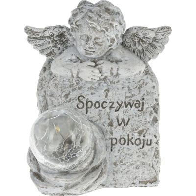 5. FIGURKA ANIOŁEK ZNICZ NAGROBNY LED SPOCZYWAJ W POKOJU