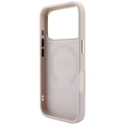 7. Etui Guess Saffiano Peony & Ring MagSafe na iPhone 17 Pro / 18 Pro - różowe